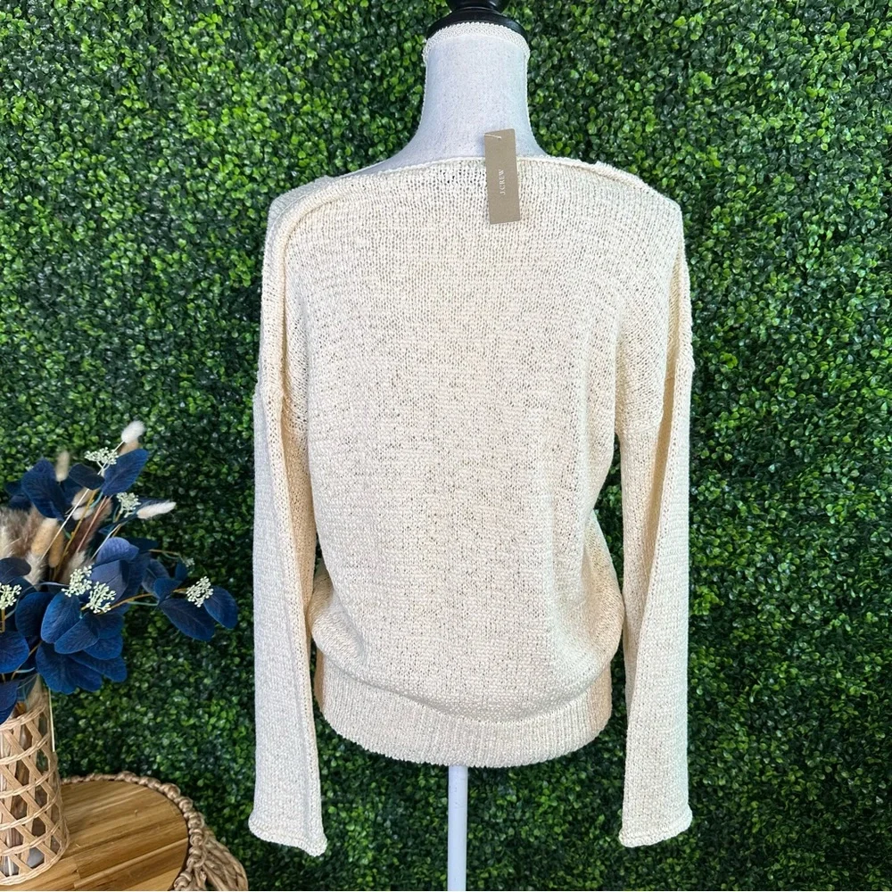 Nwt J.Crew Cream V-Neck‎ Lightweight Knit Sweater | Relaxed Fit | Size M
